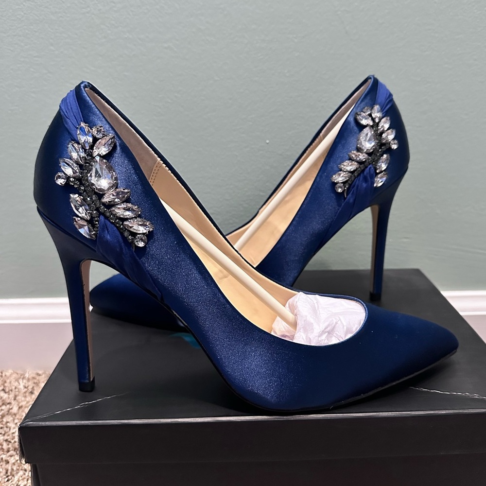 Nina Rhonae Jeweled Pointed-Toe Pumps